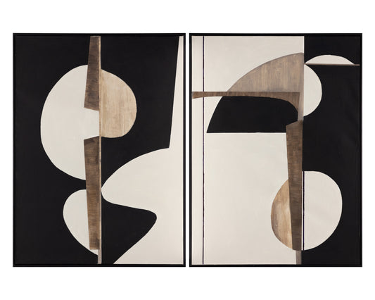NAHLA GOOD NEIGHBOURS (SET OF 2) - 40" X 54" - BLACK FLOATER FRAME
