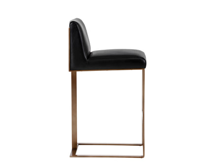 NAHLA DEAN BARSTOOL - ANTIQUE BRASS - CANTINA BLACK