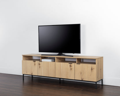 NAHLA AMBROSE MODULAR MEDIA CONSOLE AND CABINET - RUSTIC OAK - BLACK
