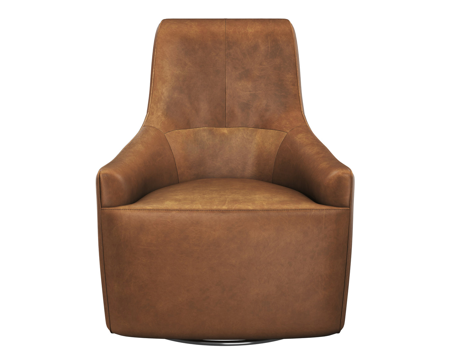 NAHLA CARMINE SWIVEL LOUNGE CHAIR - COGNAC LEATHER