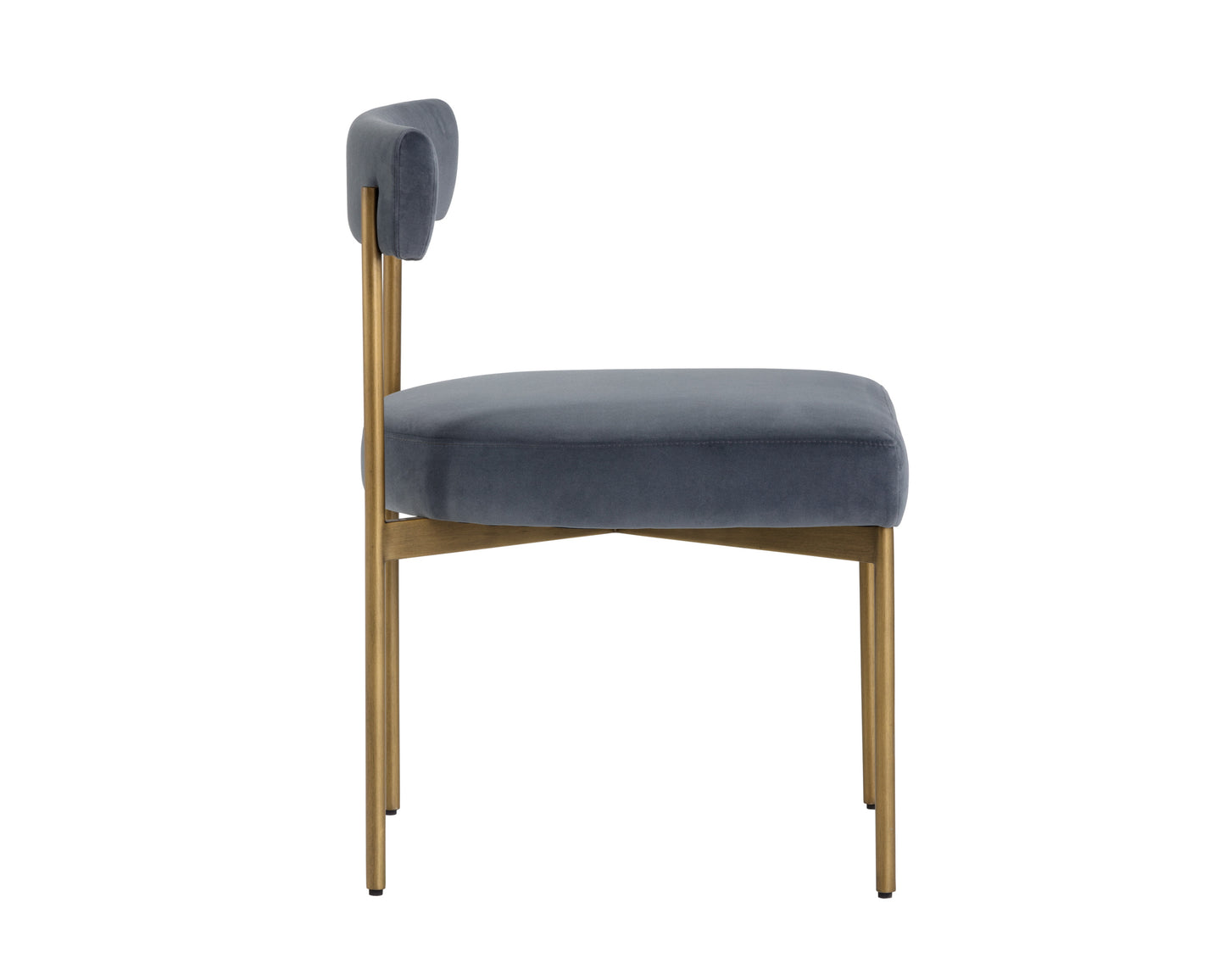 NAHLA SENECA DINING CHAIR - ANTIQUE BRASS - VELVET SLATE