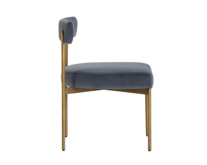 NAHLA SENECA DINING CHAIR - ANTIQUE BRASS - VELVET SLATE