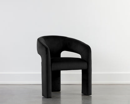 NAHLA ISIDORE DINING ARMCHAIR - ABBINGTON BLACK