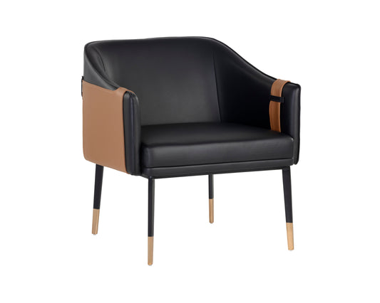 NAHLA CARTER LOUNGE CHAIR - NAPA BLACK / NAPA COGNAC
