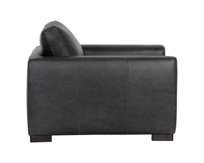 NAHLA BAYLOR ARMCHAIR - MARSEILLE BLACK LEATHER
