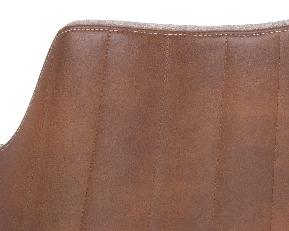 NAHLA GRIFFIN DINING ARMCHAIR - NOVEMBER GREY / BRAVO COGNAC