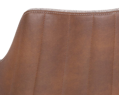 NAHLA GRIFFIN DINING ARMCHAIR - NOVEMBER GREY / BRAVO COGNAC