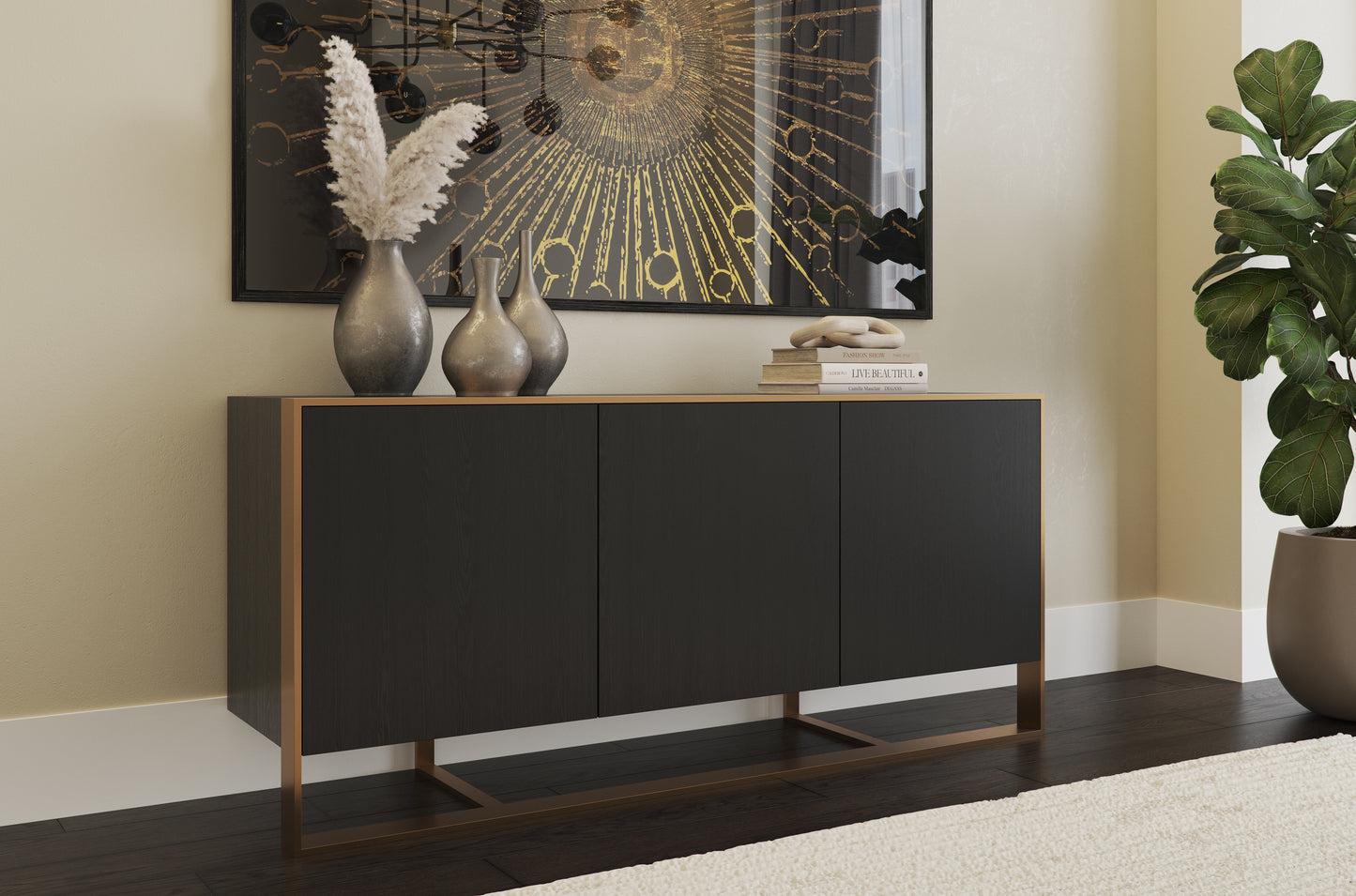 NAHLA DALTON SIDEBOARD - ANTIQUE BRASS - BLACK