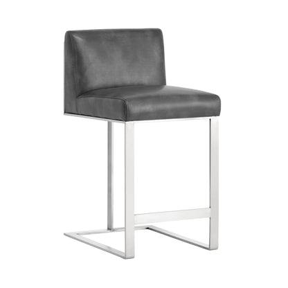 NAHLA DEAN COUNTER STOOL - STAINLESS STEEL - CANTINA MAGNETITE
