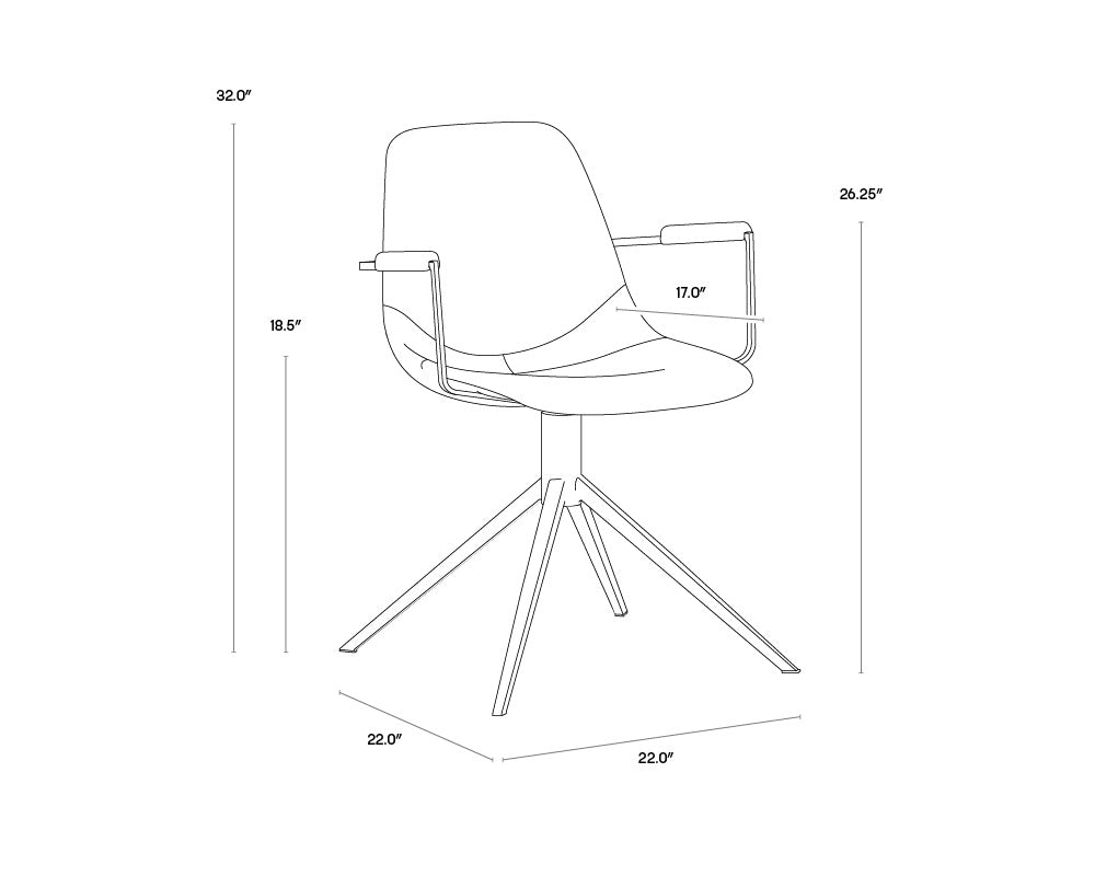 NAHLA CASSIUS SWIVEL DINING ARMCHAIR - DILLON CREAM