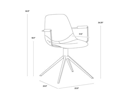 NAHLA CASSIUS SWIVEL DINING ARMCHAIR - DILLON CREAM