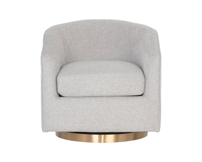 NAHLA HAZEL SWIVEL LOUNGE CHAIR - GOLD - BELFAST HEATHER GREY