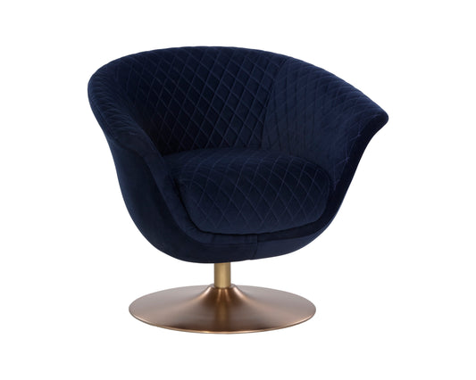 NAHLA CARINE SWIVEL LOUNGE CHAIR - QUILTED ABBINGTON NAVY