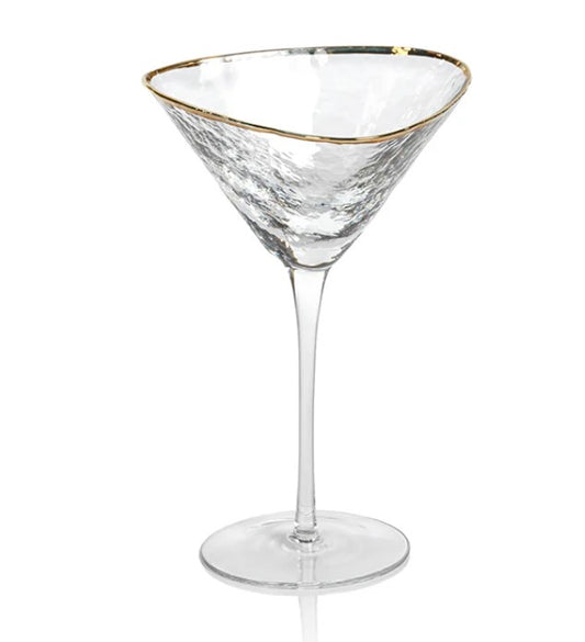 Aperitivo Triangular Martini Glass - Clear with Gold Rim