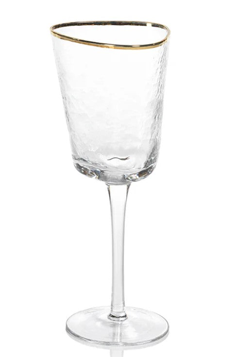 Aperitivo Triangular Wine Glass - Clear with Gold Rim