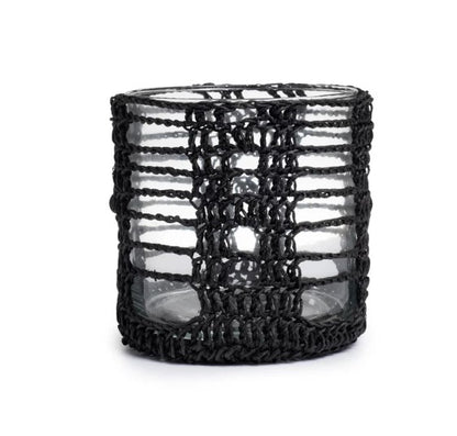 Crocheted Mesh Basket Cylinder - Large - Black