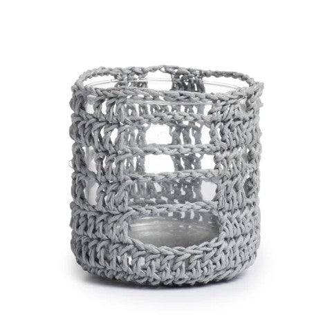 Crocheted Mesh Basket Cylinder - Large - Black