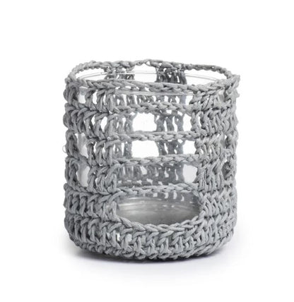 Crocheted Mesh Basket Cylinder - Large - Black