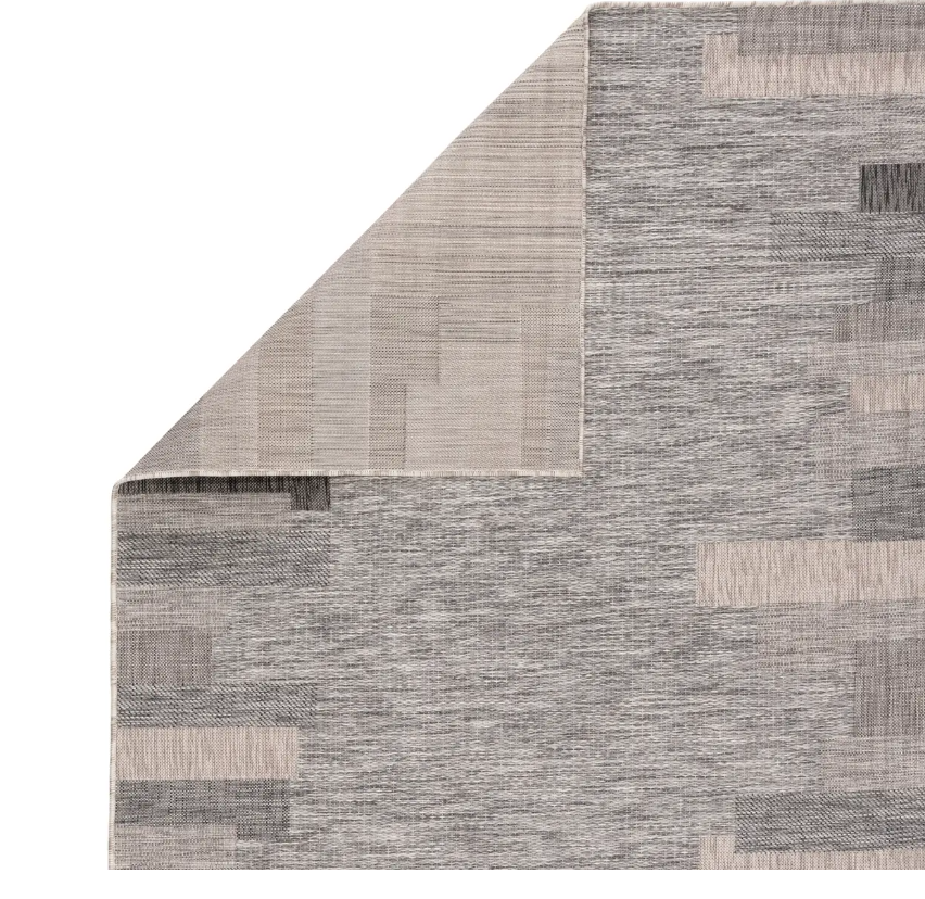 DECORA, Tonal Gray Rectangular Shapes Rug