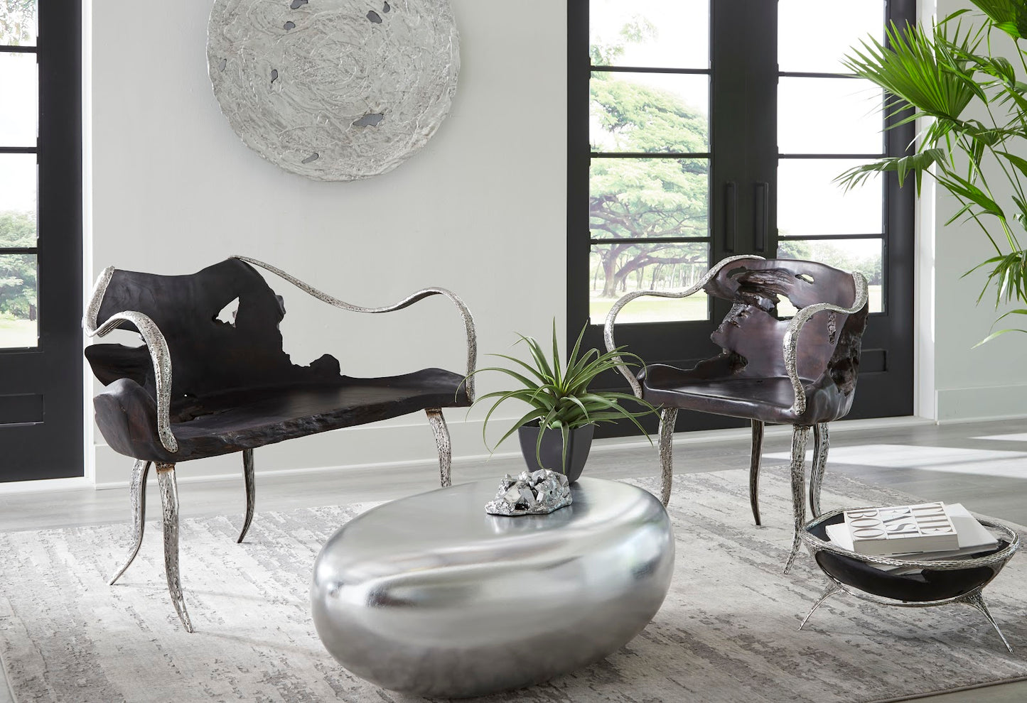 Graven Table Top Bowl, Black and Stainless Steel