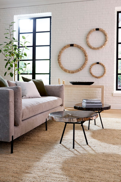 Petrified Coffee Table, Round, Metal Black Base