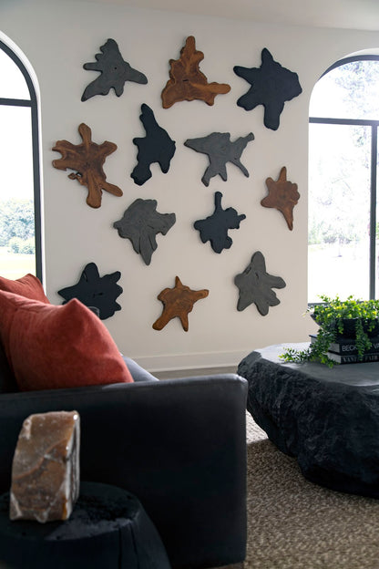 Freeform Teak Wall Slice, MD, Black