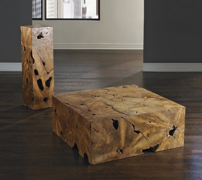 Teak Slice Pedestal, Square, LG