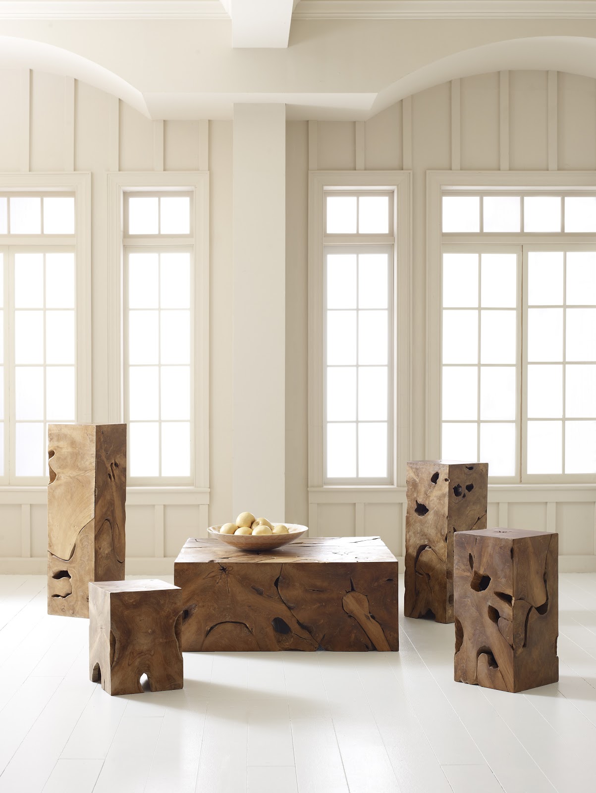 Teak Slice Coffee Table, Rectangle