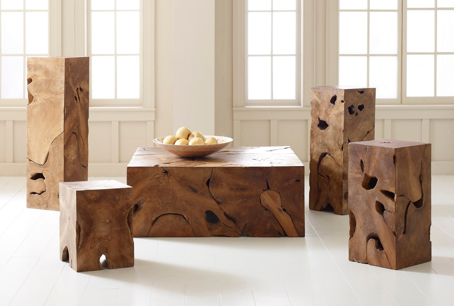 Teak Slice Coffee Table, Rectangle