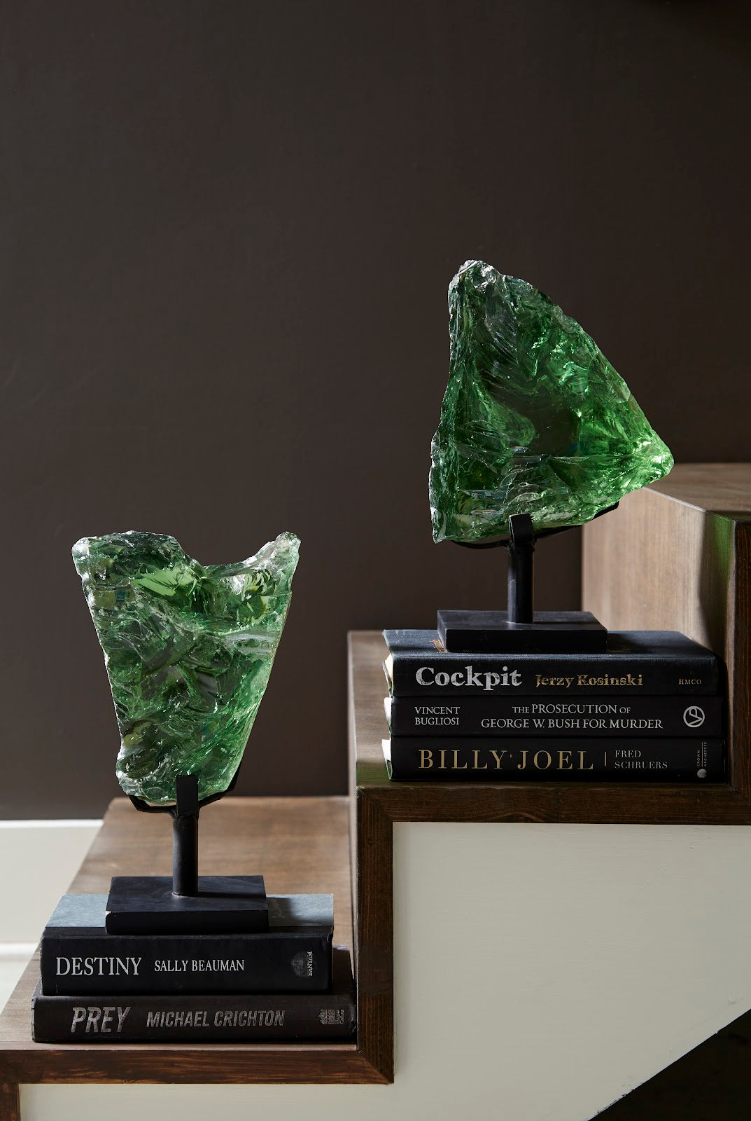 Refractory Glass Sculpture, Green, On Base