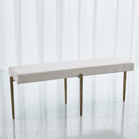 LAFORGE BENCH-NATURAL IRON W/MUSLIN CUSHION