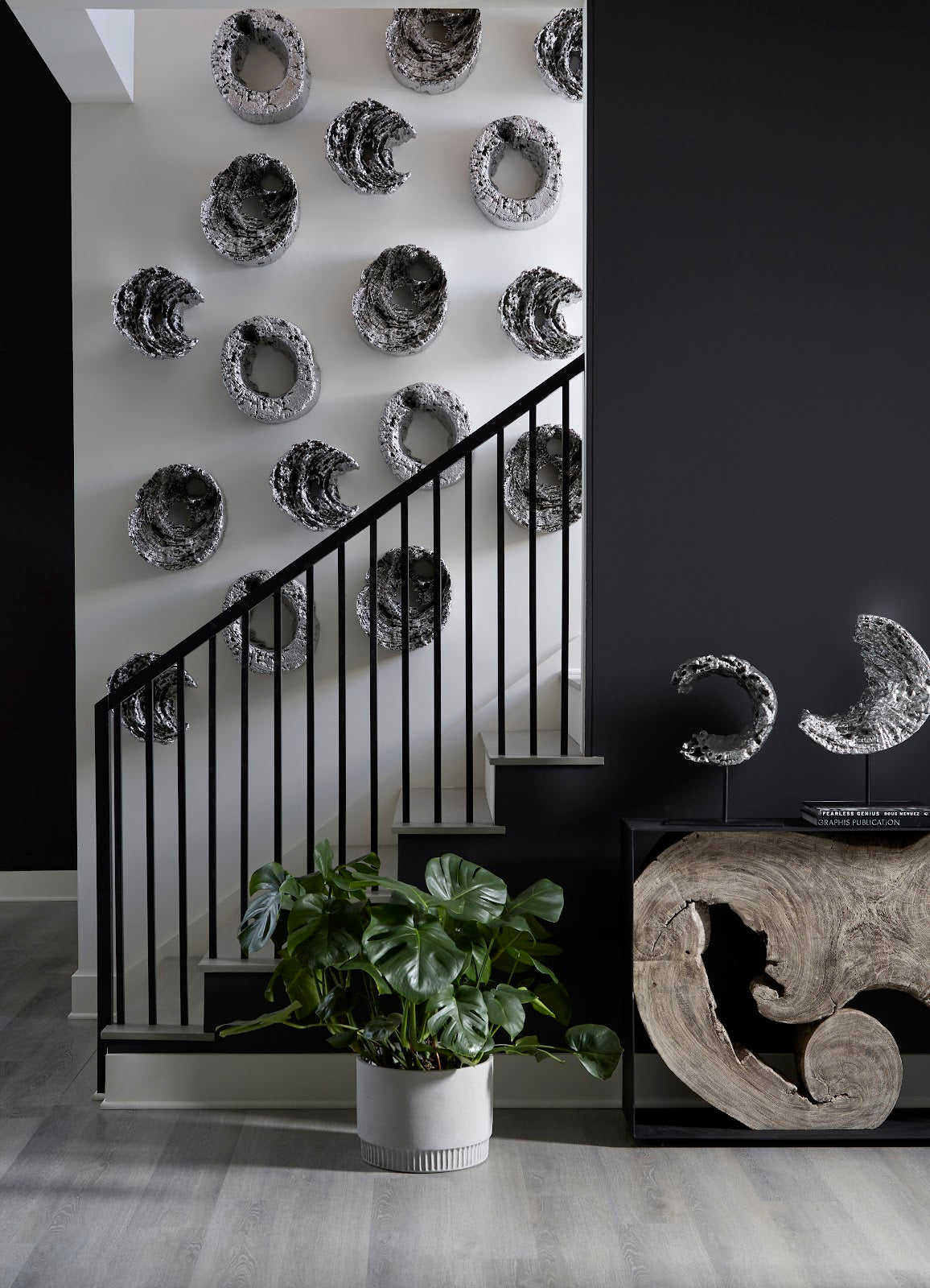Cast Eroded Wood Circle on Stand