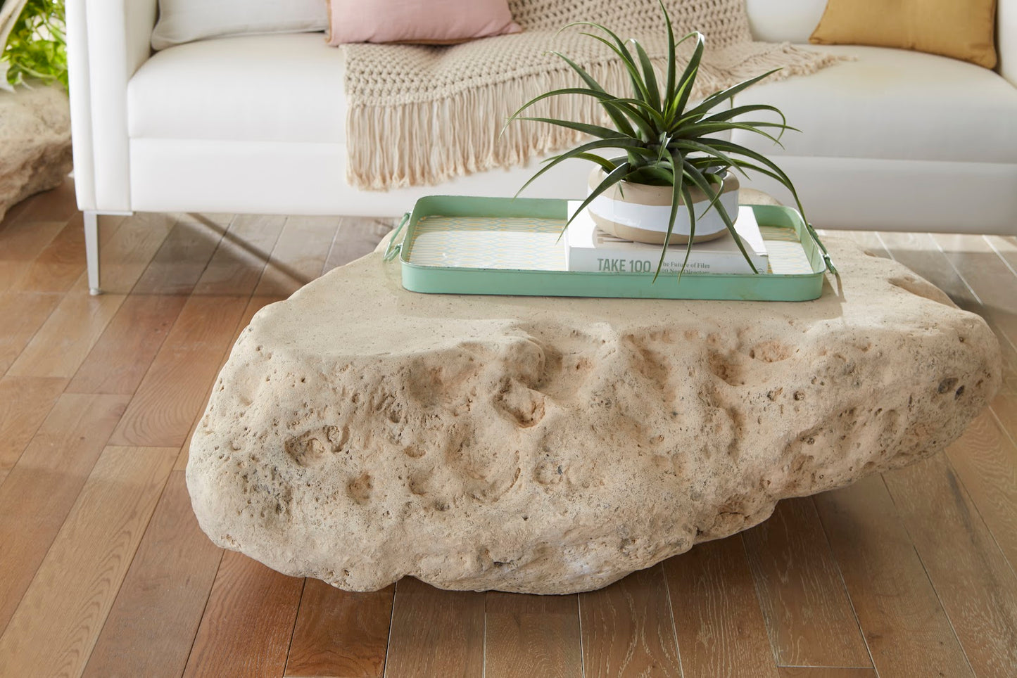 Cast Boulder Coffee Table Roman Stone, Large