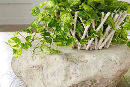 Cast Boulder Coffee Table, Roman Stone, Small