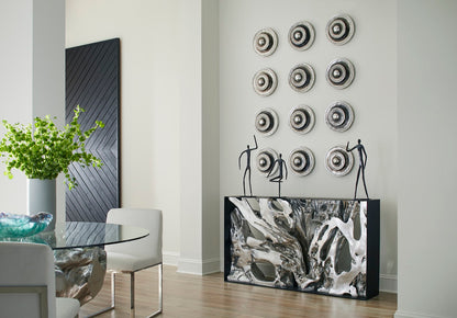 Cast Root Metal Framed Console Table, Resin, Silver Leaf, SM