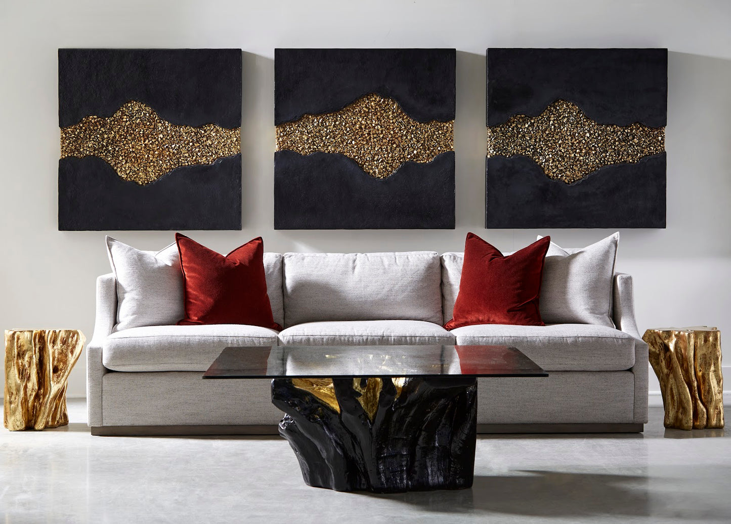 Geode Texture Panel Black and Gold, Wall Decor