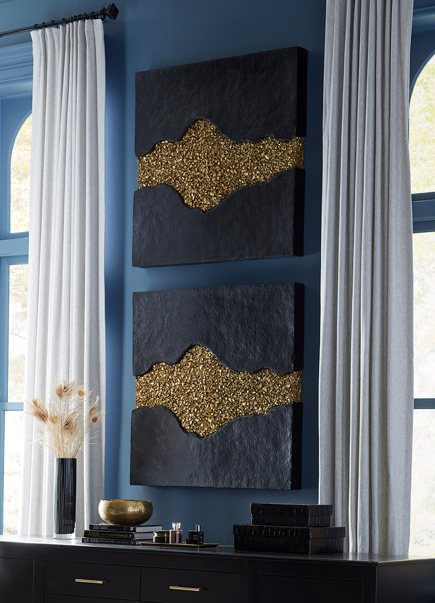 Geode Texture Panel Black and Gold, Wall Decor