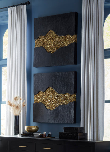 Geode Texture Panel Black and Gold, Wall Decor
