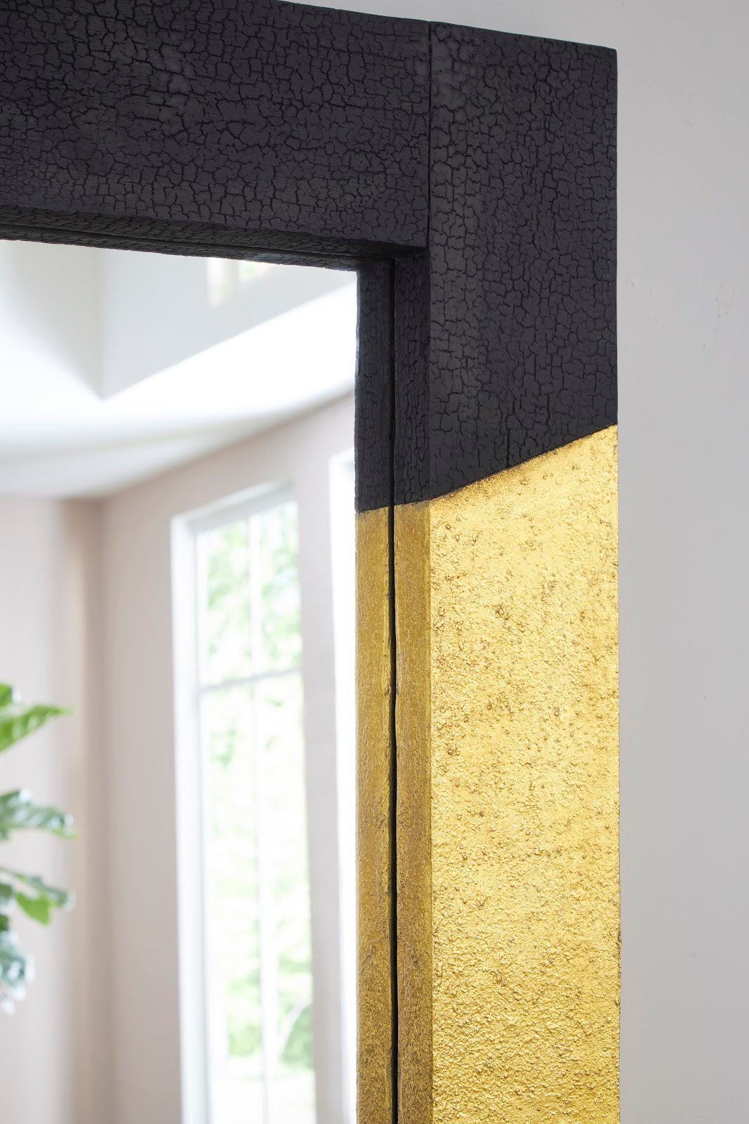 Scorched Mirror, Rectangle, Black and Gold Leaf