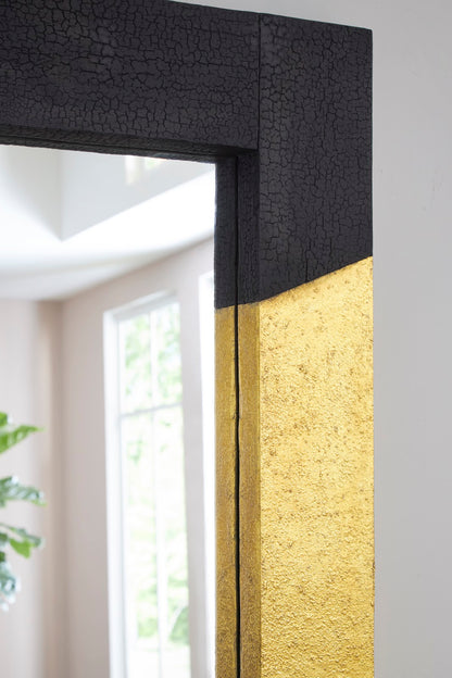 Scorched Mirror, Rectangle, Black and Gold Leaf