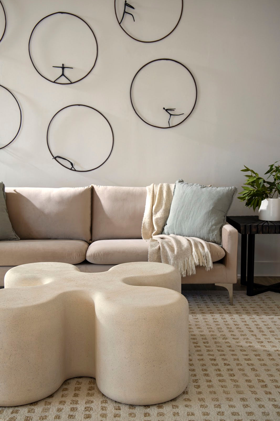 Clover Coffee Table, Roman Stone