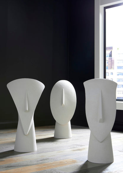 Cycladic Head, Sculpture, Oval, White Stone