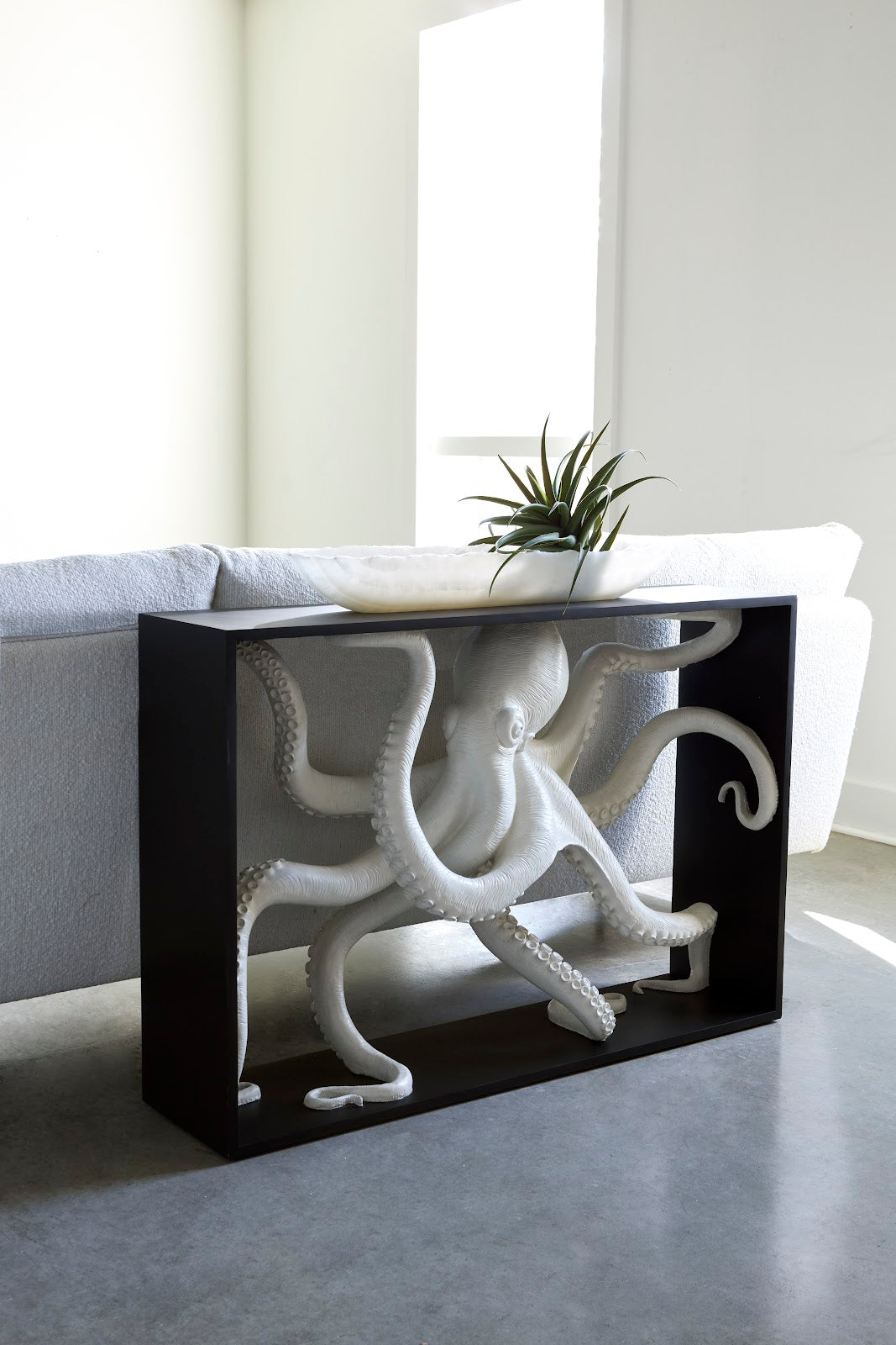 Octo Framed Console Table, Wood Frame, White