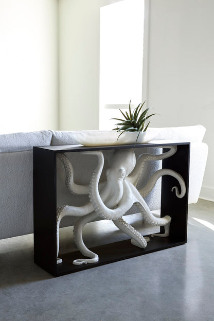 Octo Framed Console Table, Wood Frame, White