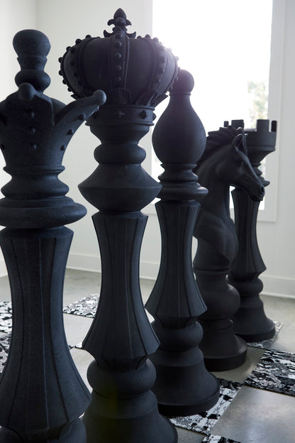 Knight Chess Sculpture, Cast Stone Black