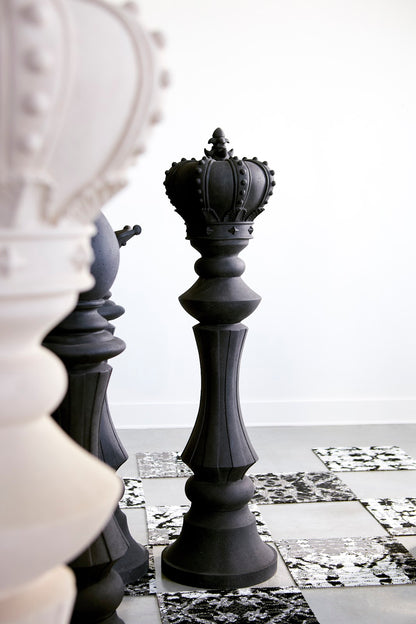 Knight Chess Sculpture, Cast Stone Black