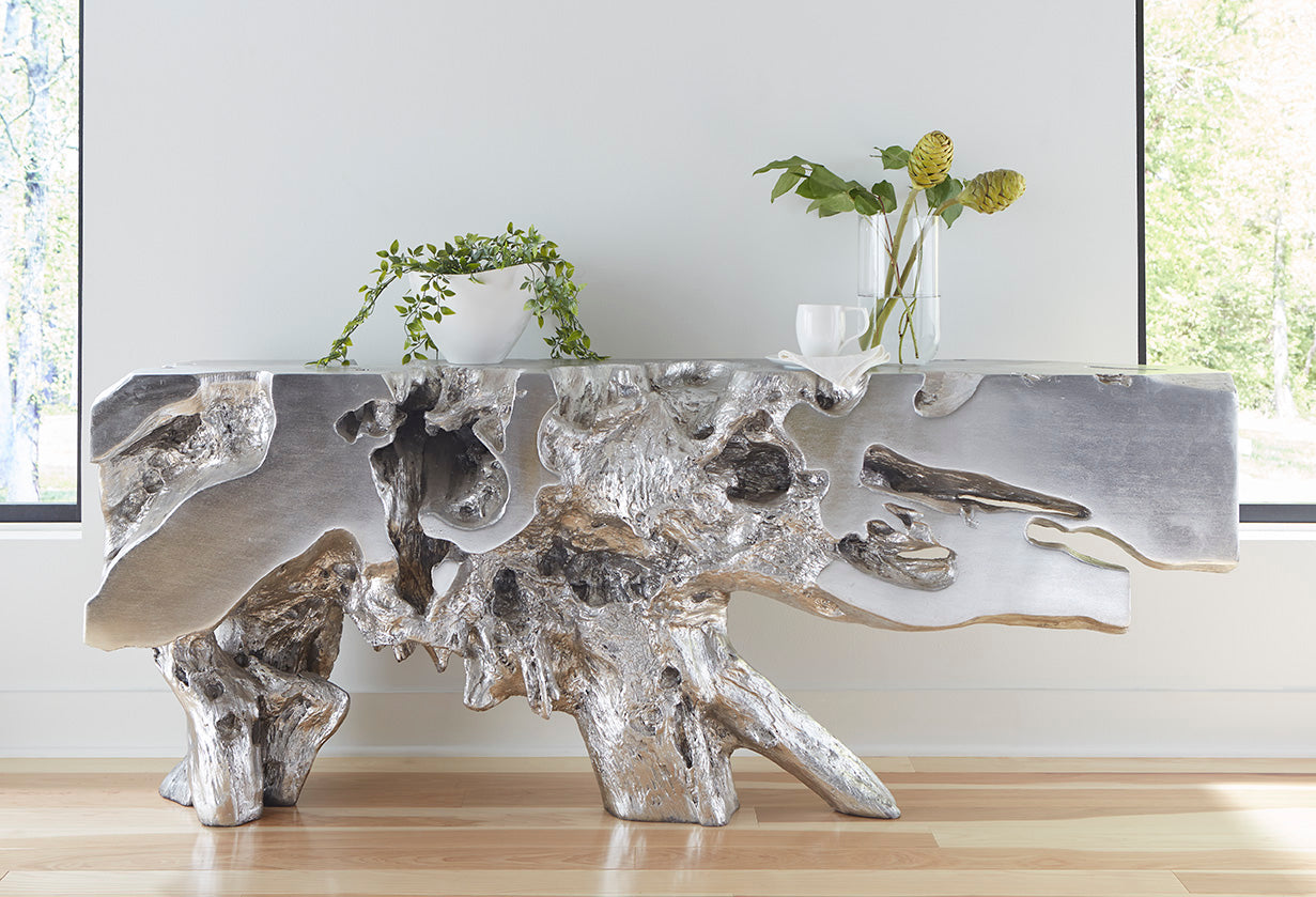 Freeform Console Table, Silver Leaf, LG