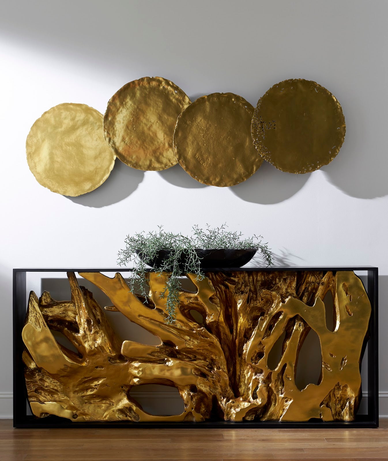 Cast Oil Drum Wall Discs, Gold Leaf, Set of 4