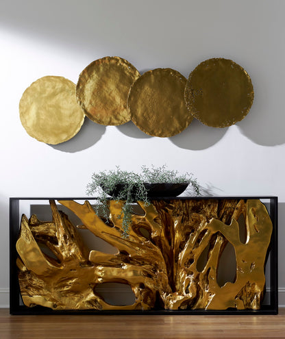 Cast Oil Drum Wall Discs, Gold Leaf, Set of 4