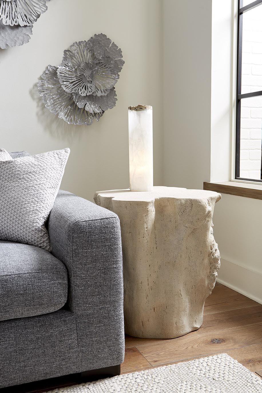 Log Side Table, Roman Stone
